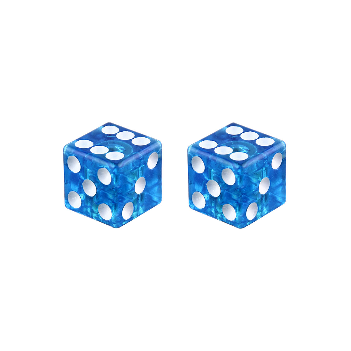 Dice Valve Caps Clear Blue Schrader Valve.